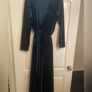 Velvet long sleeve floor length dress
